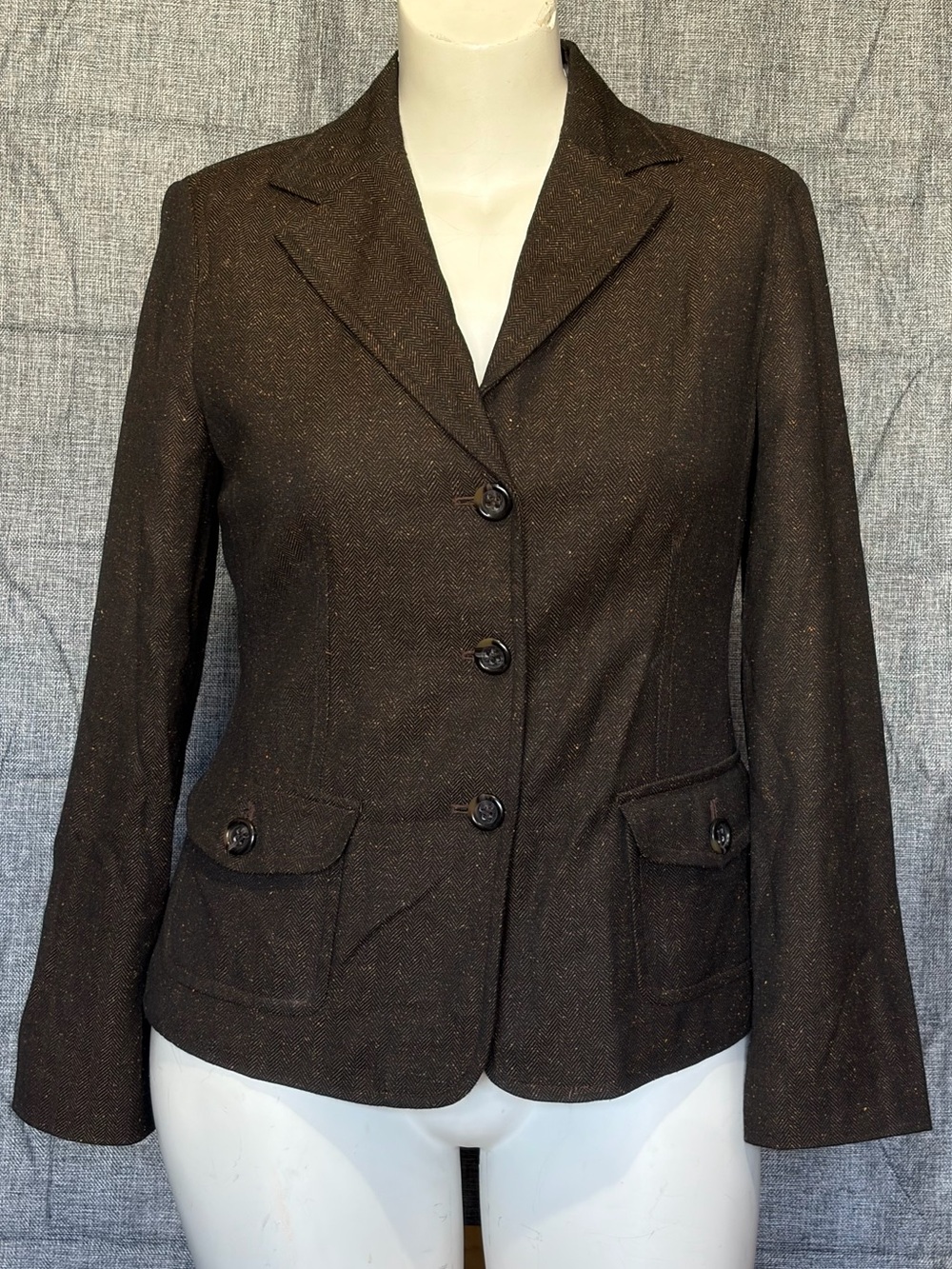 Liz Claiborne Vintage Women’s Brown Tailored Button Front Blazer Jacket 10